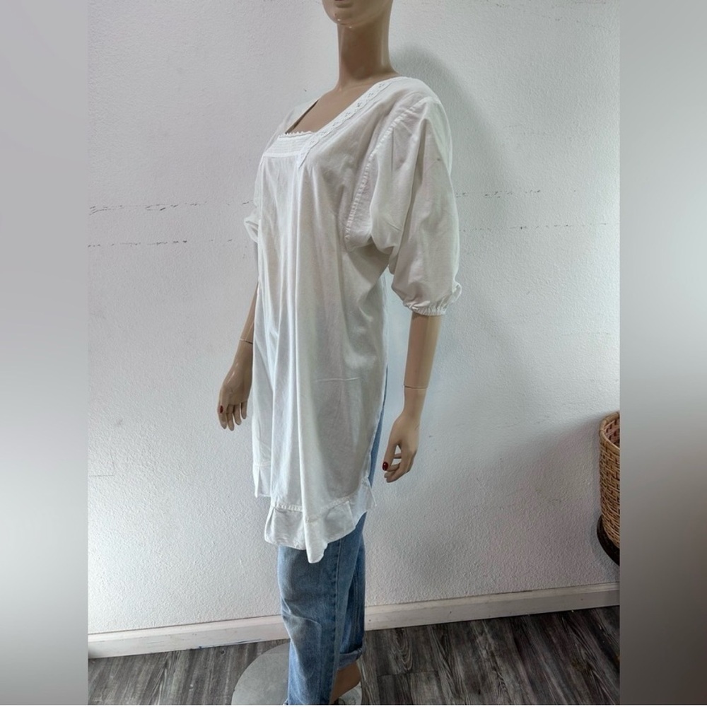 DIA QUEEN Vintage camisole white embroidered open back Tunic Top - Picture 10 of 16